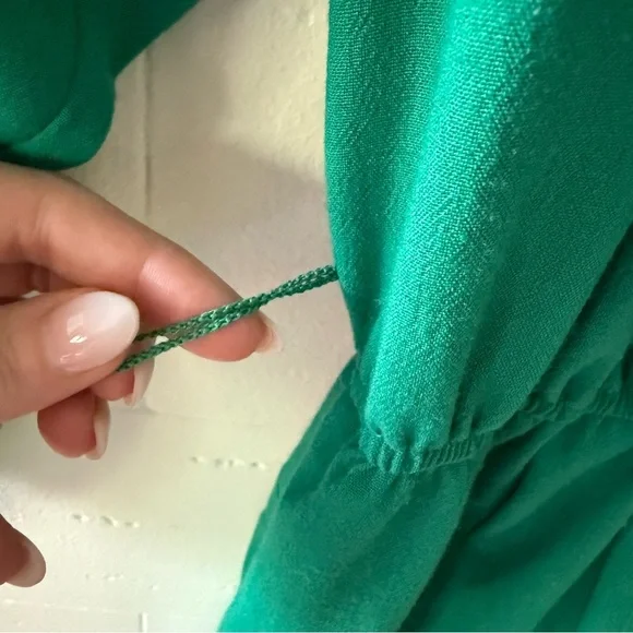 Vintage 80s | Green Classy Midi Long Sleeve Dress Gold Buttons | Size Medium - Picture 7 of 11